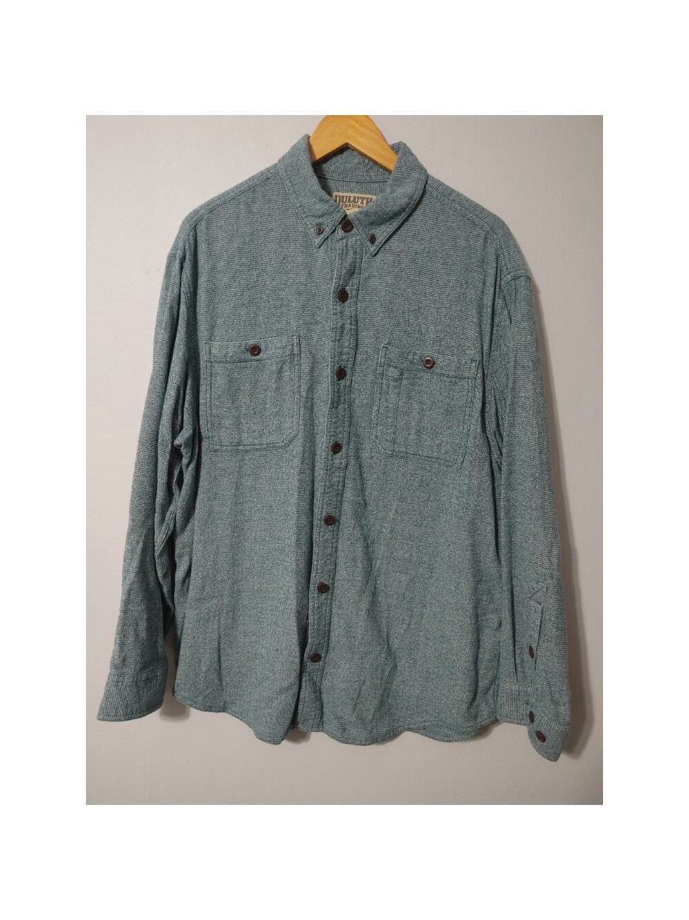 Men's Duluth Trading Co Kennesaw Teal Relaxed Long Sleeve Button Down Shirt L